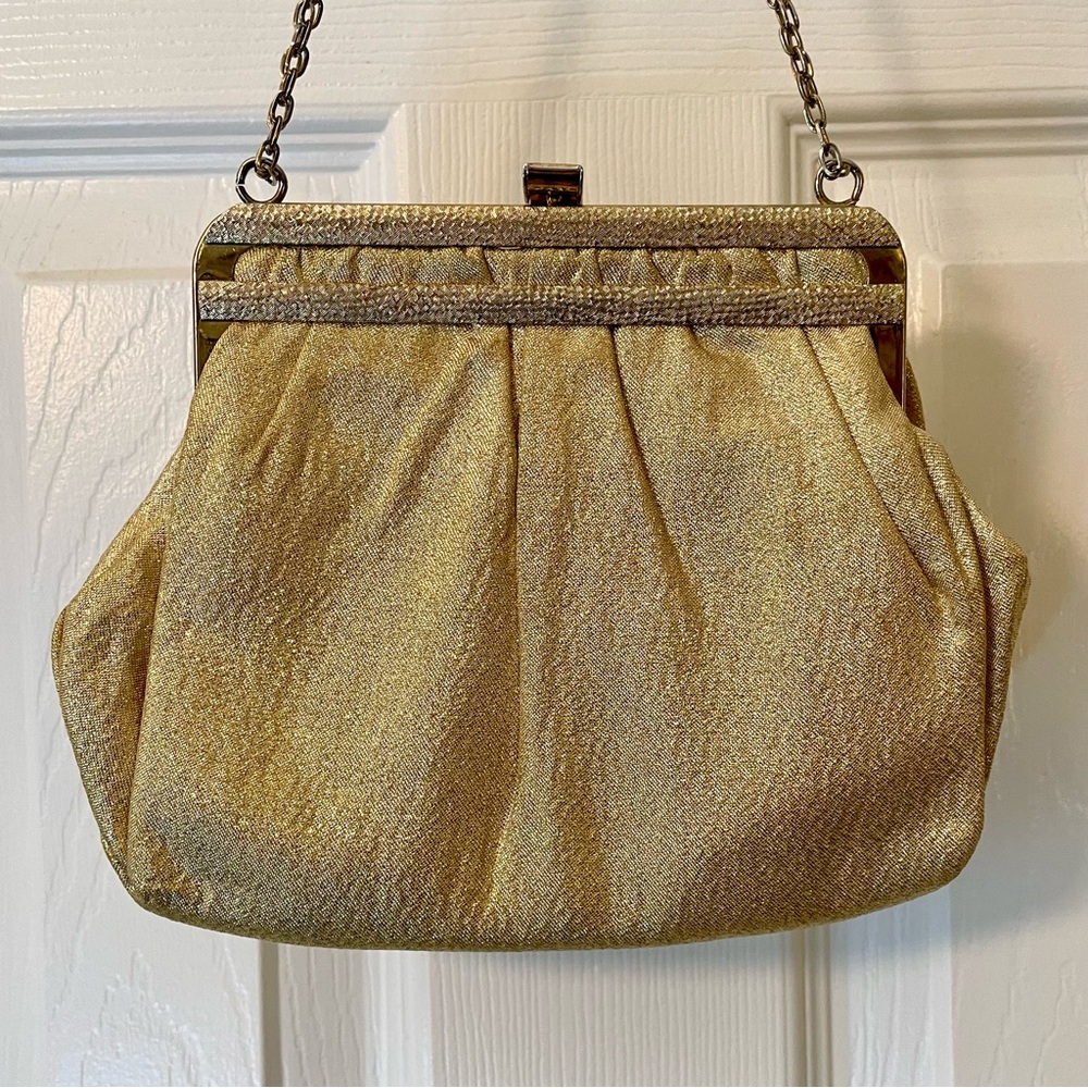 Vintage Gold Lame Fabric Clutch 1960's